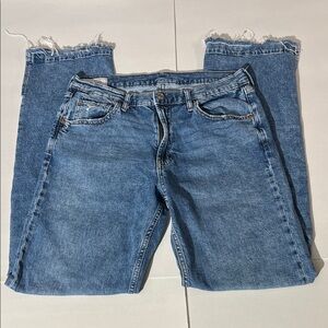 GAP Denim Jeans '90s Loose Mid Rise sz 28 or 6 Tall Medium Wash Raw Hem Casual